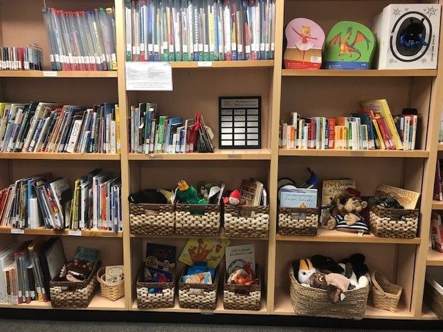 Books and toys on display at library